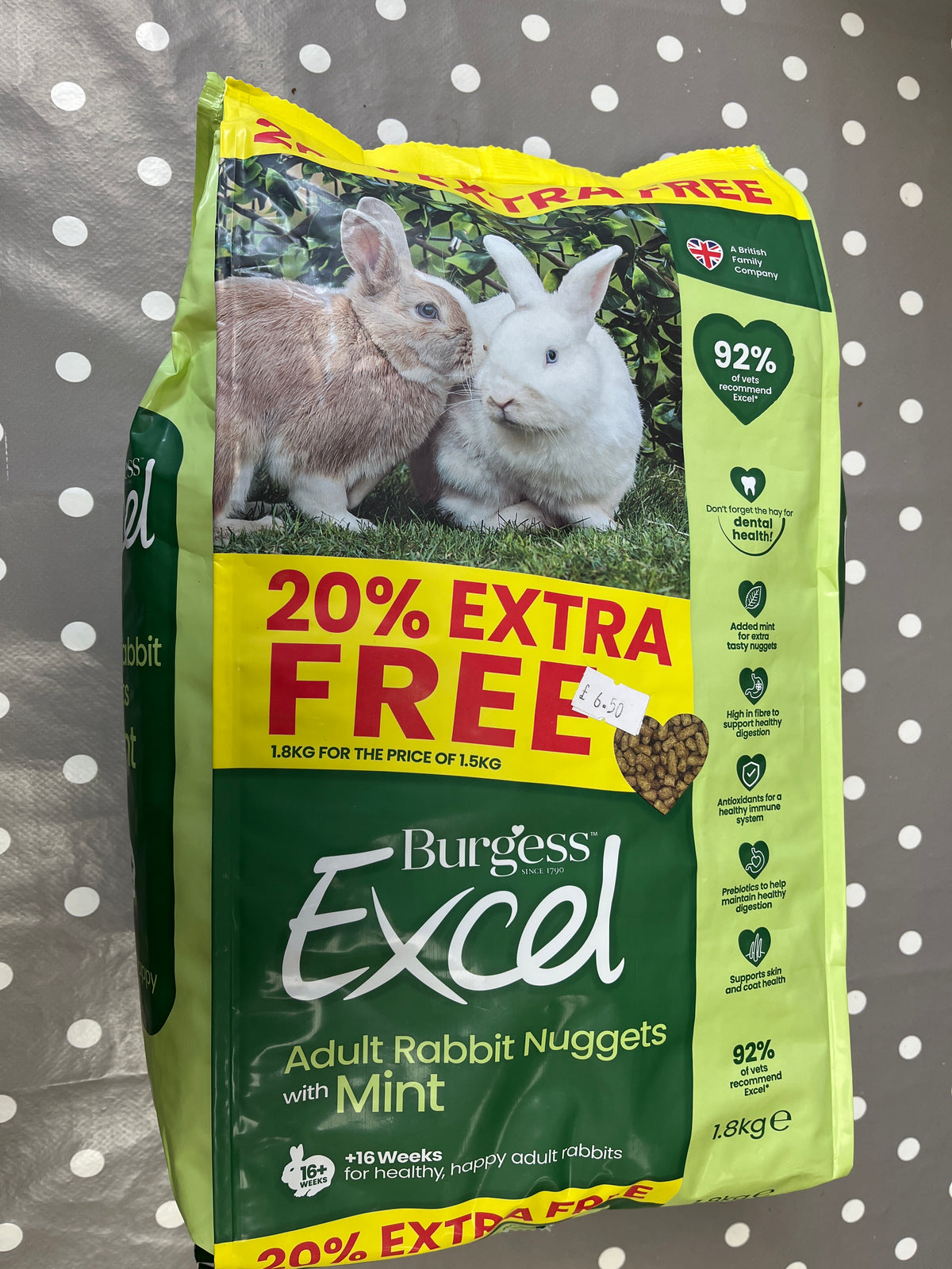 Burgess Excel Adult Rabbit Nuggets With Mint - 1.8kg