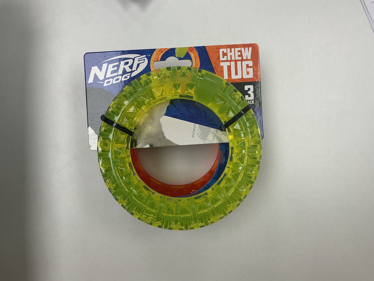 Nerf Dog EXO Chew Tug Translucent Spike Rings - 3 Pack / 5in