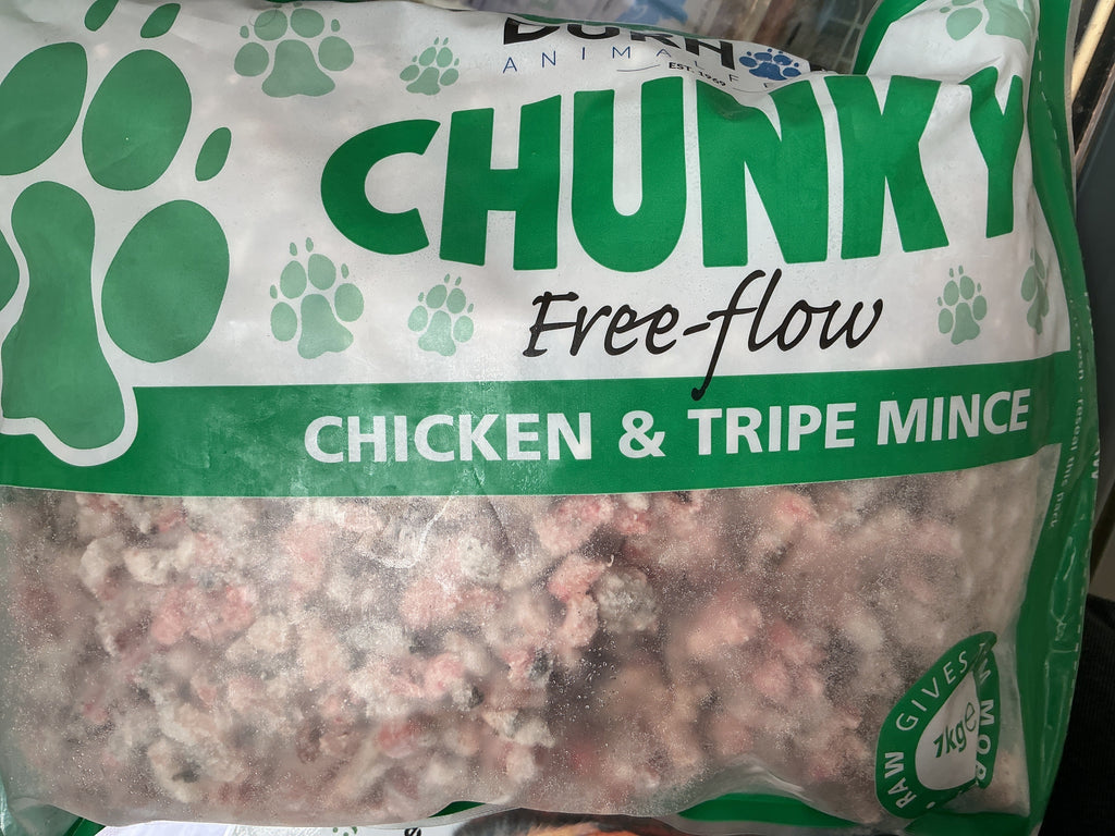 Durham Animal Feeds Chunky Free Flow Chicken & Tripe Mince – 1kg