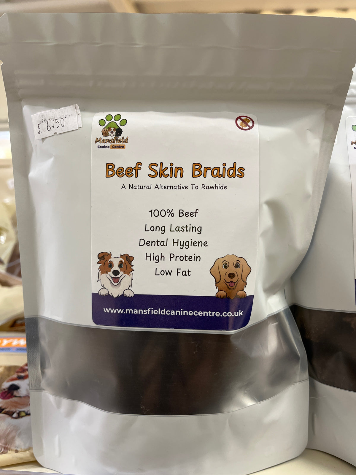 Mansfield Canine Centre Beef Skin Braids - 6 Pack