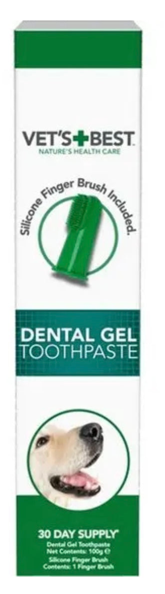 Vet's Best Dental Gel Toothpaste and Finger Brush - 100g