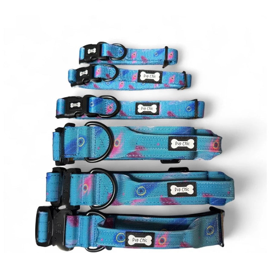 Pup Chic Power Peacock Blue Tactical Dog Collar