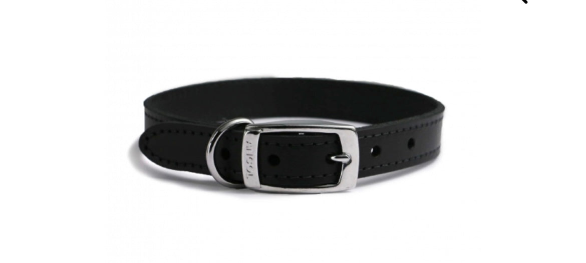 Ancol Classic Leather Collar Black