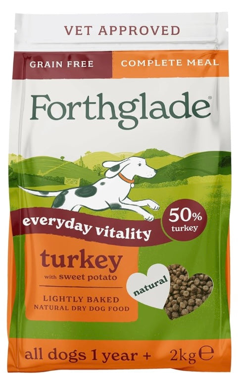 Forthglade Lightly Baked Natural Dry Dog Food Turkey - 2kg