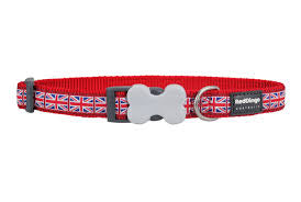 Red Dingo Dog Collar - Union Jack Flag on Red