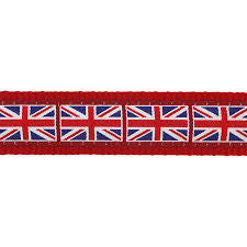 Red Dingo Dog Collar - Union Jack Flag on Red