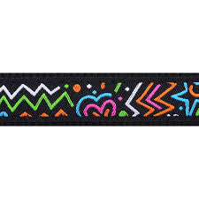 Red Dingo Dog Collar - Black Squiggles