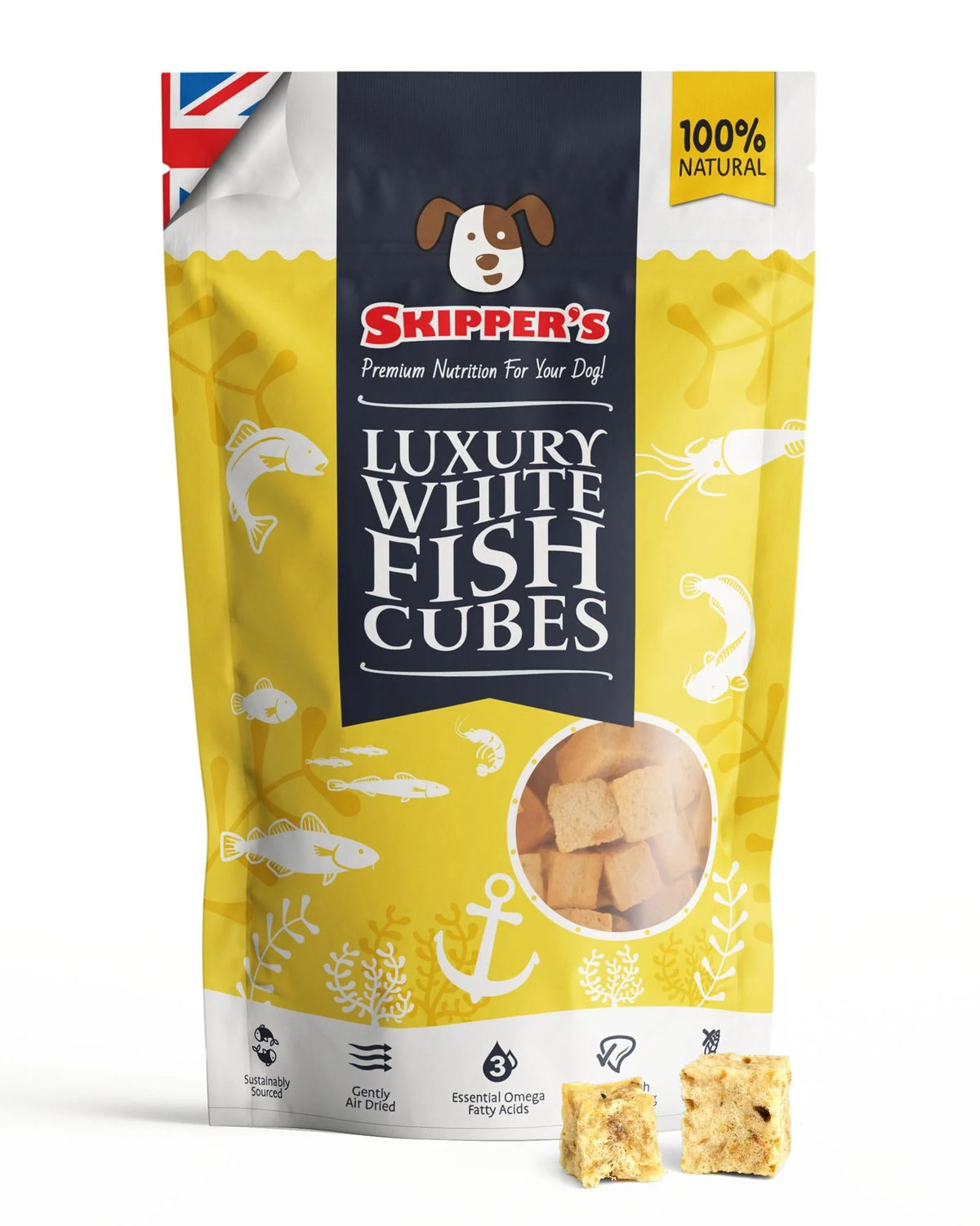 Skippers Dog Luxury White Fish Cubes - 70g