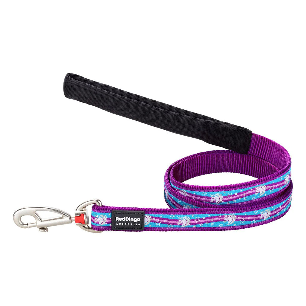 Red Dingo Dog Lead - Purple Unicorn