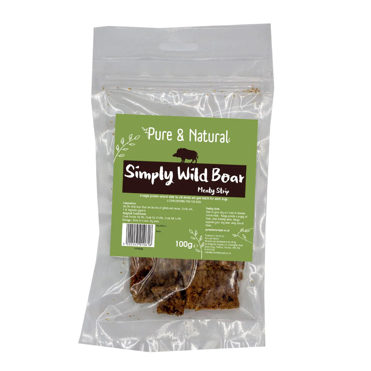 Pure and Natural Meat Strips Wild Boar 100g