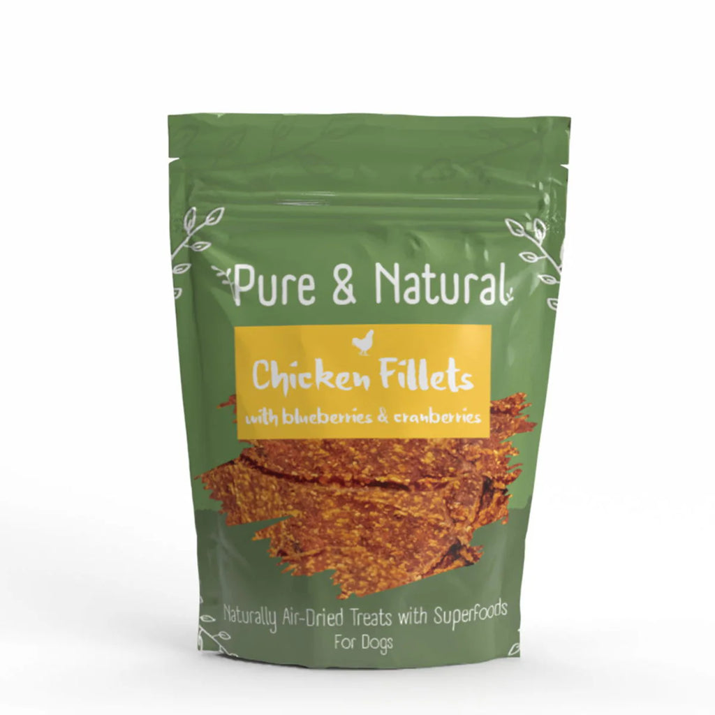 Pure and Natural Air Dried Chicken Fillets with Blueberries and Cranberries 100g
