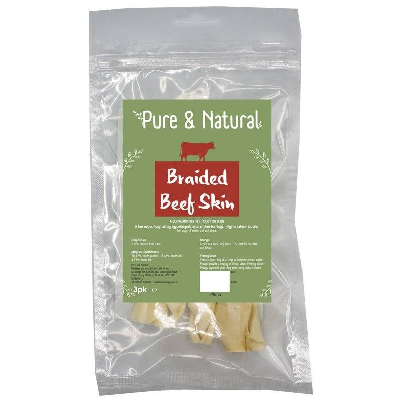 Pure & Natural Braided Beef Skin - 3 Pack