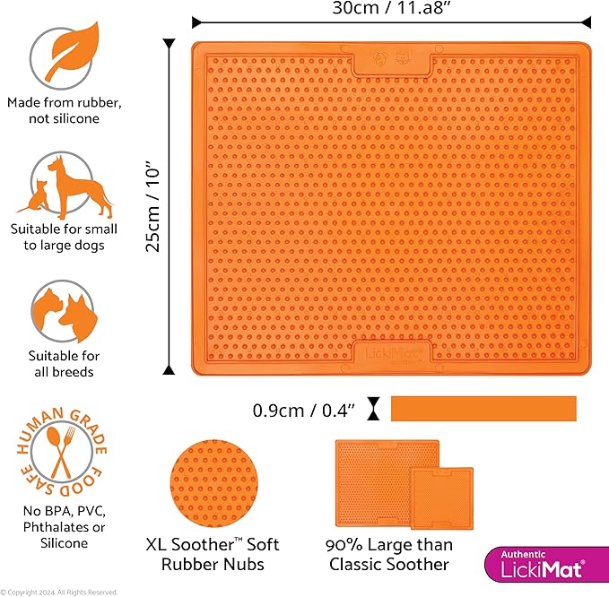 LickiMat Soother Dog Lick Mat Extra Large - Orange
