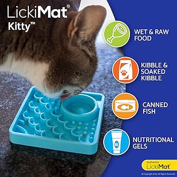 LickiMat Kitty Cat Lick Mat - Turquoise