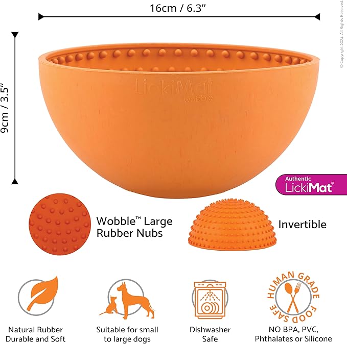 LickiMat Wobble Dog Bowl - Orange