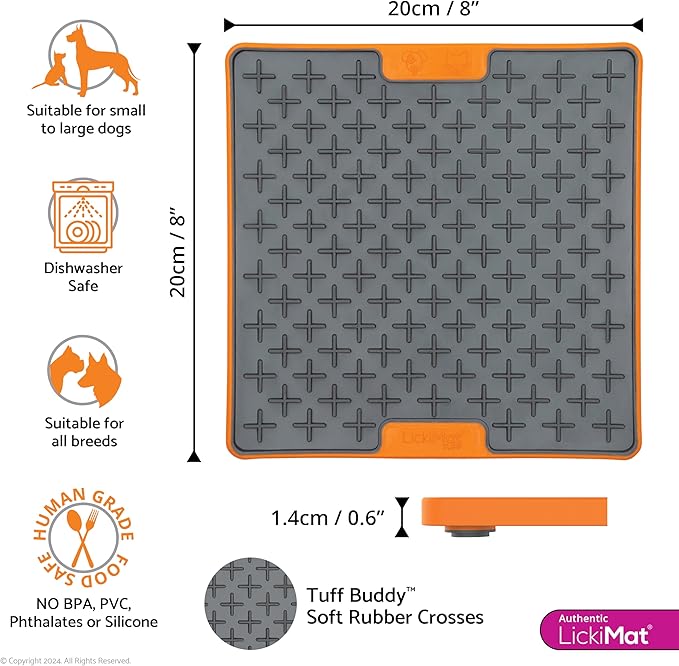 LickiMat Buddy Tuff Dog Lick Mat - Orange