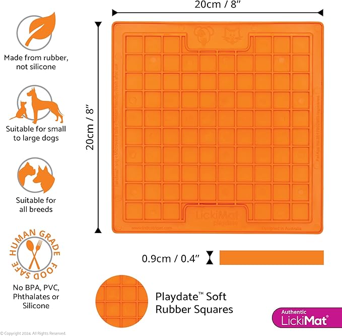 LickiMat Playdate Dog Lick Mat - Orange