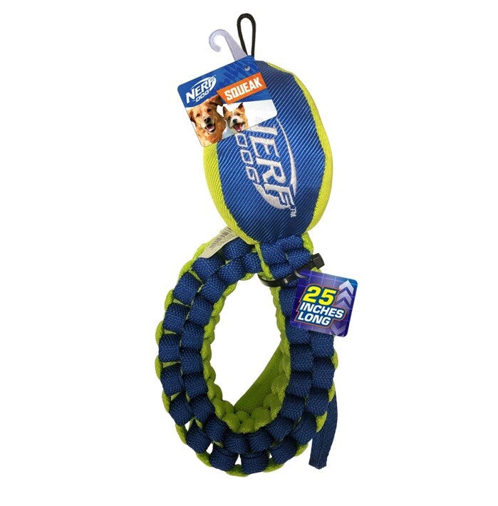 Nerf Dog Nylon Squeak Vortex Chain Tug - 25in / Blue/Green