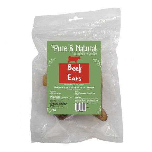 Pure & Natural Beef Ears Natural - 3 Pack