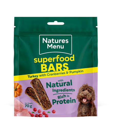Natures Menu Dog Superfood Bars Turkey with Cranberries & Pumpkin Seeds - 70g