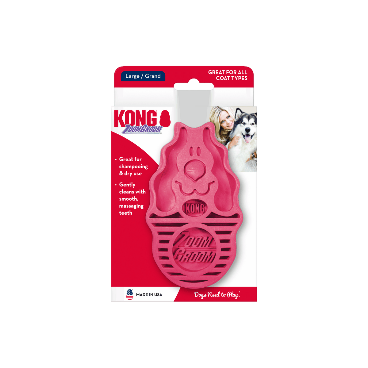 KONG Zoom Groom Raspberry - Large