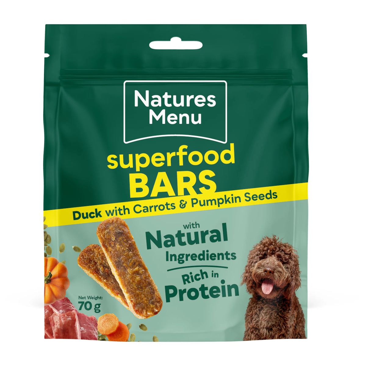 Natures Menu Country Hunter Dog Superfood Bars Duck with Carrot & Pumpkin Seeds - 70g