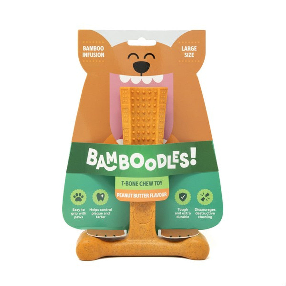 Bamboodles T-Bone Chew Toy Peanut Butter Large