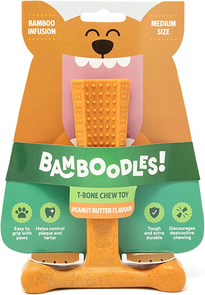 Bamboodles T-Bone Chew Toy Peanut Butter Medium