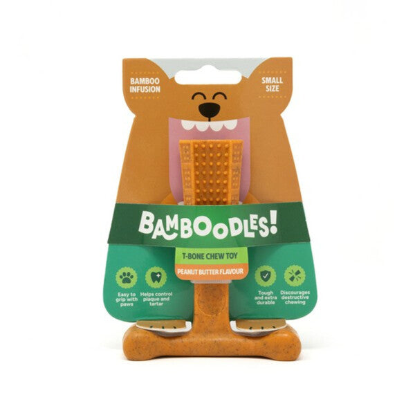 Bamboodles T-Bone Chew Toy Peanut Butter Small
