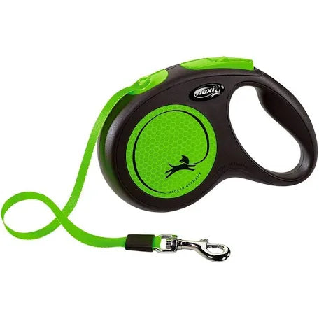 Flexi Neon Tape Retractable Dog Lead Green