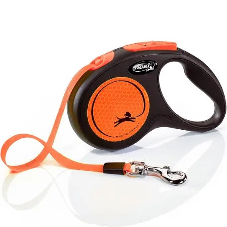 Flexi Neon Tape Retractable Dog Lead Orange