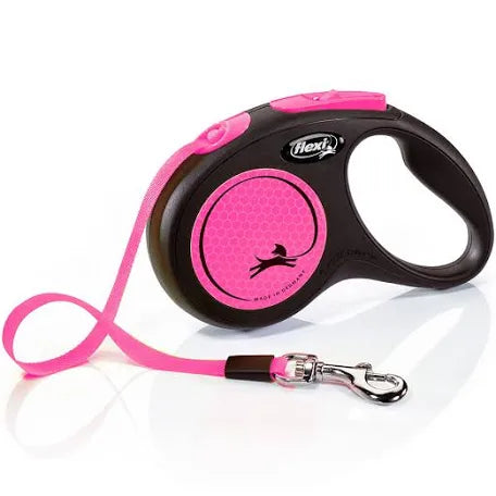 Flexi Neon Tape Retractable Dog Lead Pink