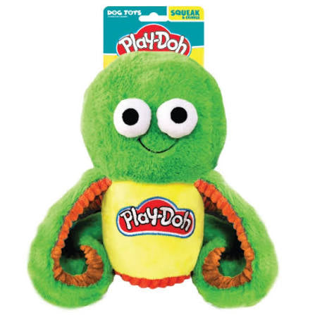 Hasbro Play-Doh Squeak & Crunch Octopus Can Dog Toy - 10in / Green