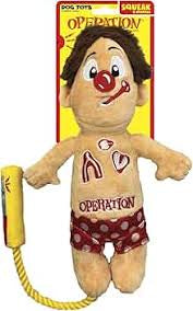 Hasbro Operation Cavity Sam Rope Dog Toy - 12in / Tan/Red/Yellow