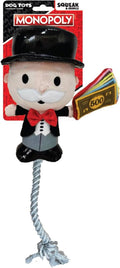 Hasbro Mr. Moneybags Squeak and Crinkle Rope Tug Dog Toy - 8in
