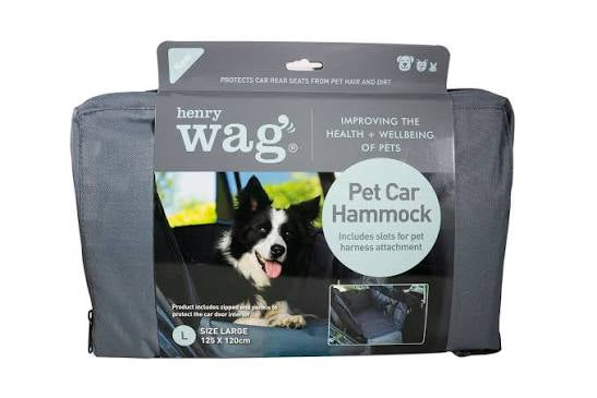 Henry Wag Pet Car Bench Hammock - 145x130cm / Grey & Black