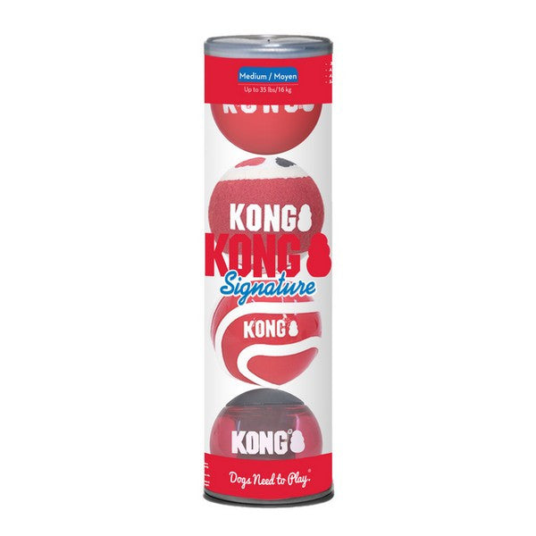 KONG Signature Balls Medium 4 Pack Assorted