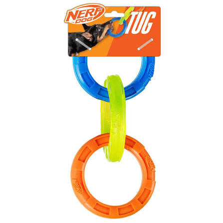 Nerf Dog 3-Ring Tug - 10.5in / Blue/Green/Orange