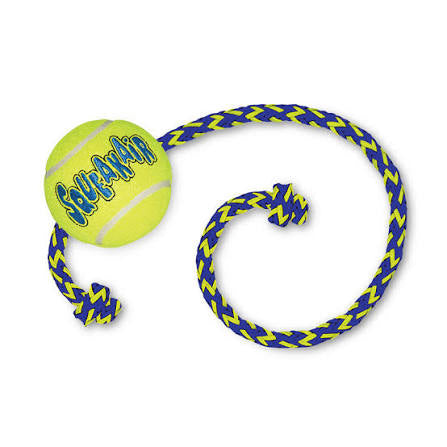 KONG Air Squeaker Tennis Ball with Rope - Medium