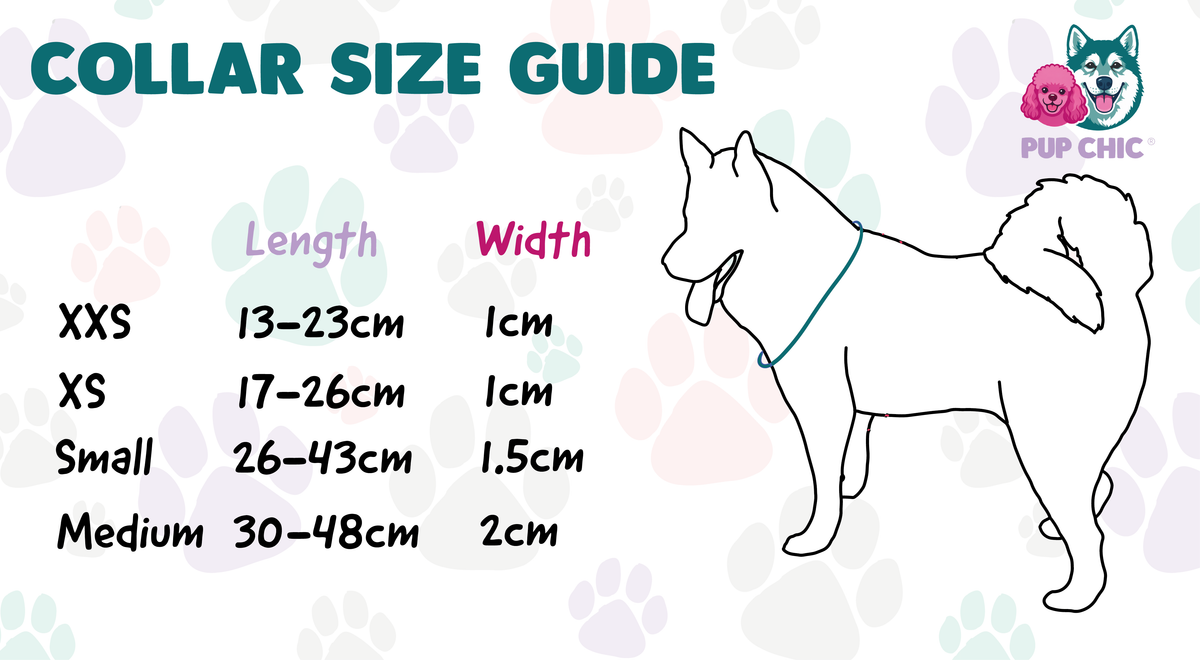 Pup Chic Boutique dog collar size guide