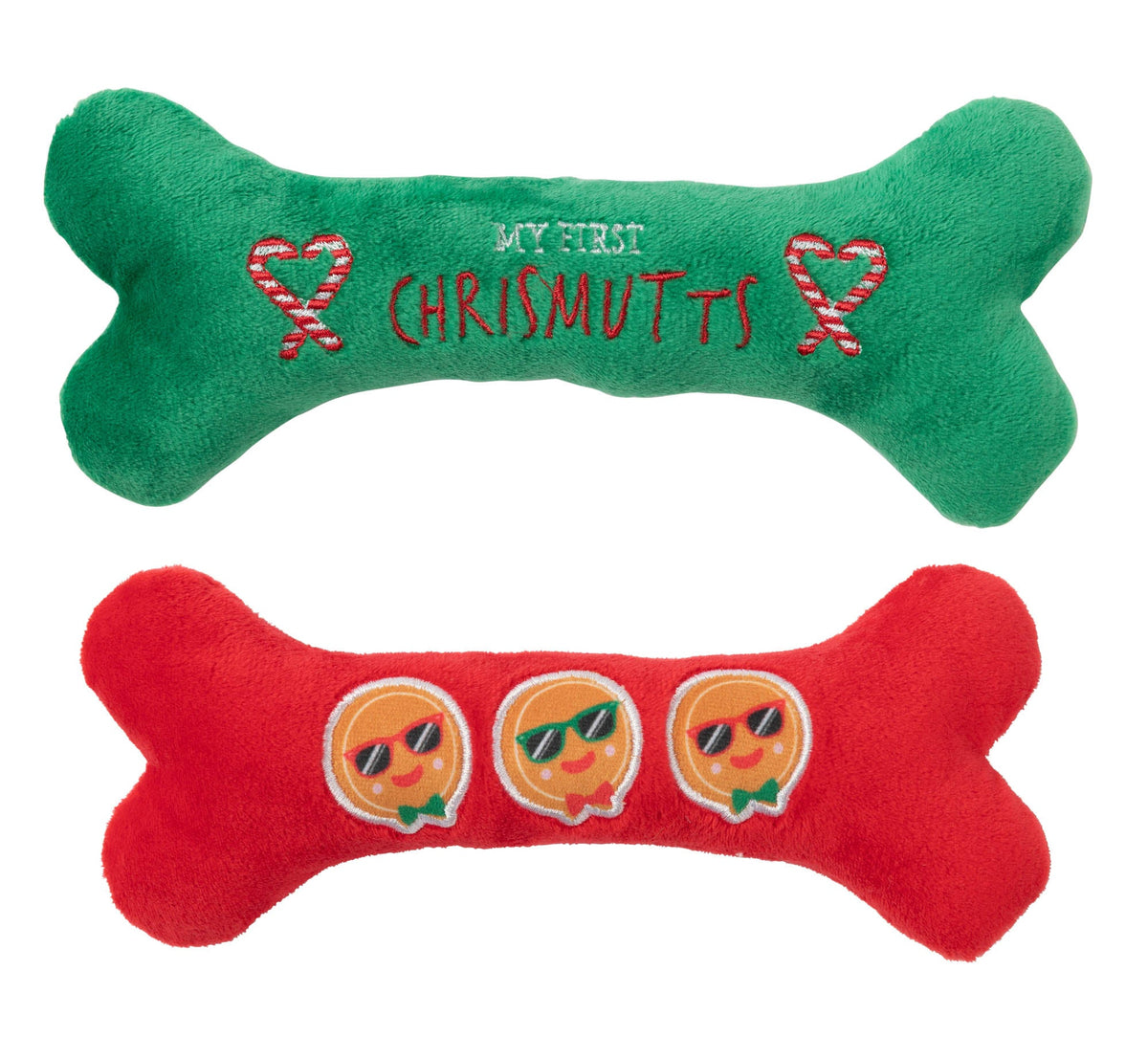 FuzzYard Chrismutts Homies Bones Christmas Dog Toys - Small 2 Pack