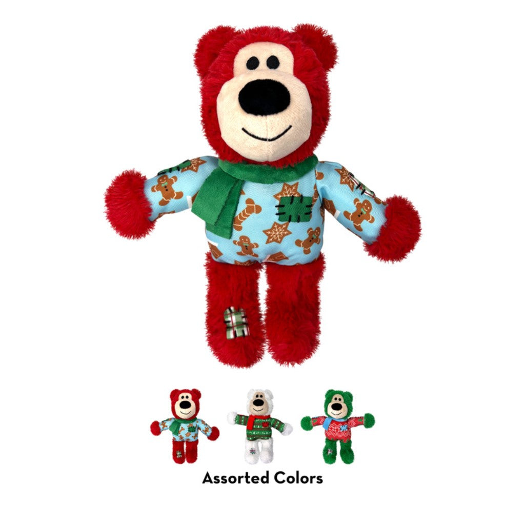 KONG Holiday Wild Knots Bear Medium Large Christmas Edition assorted Red White and Green designs